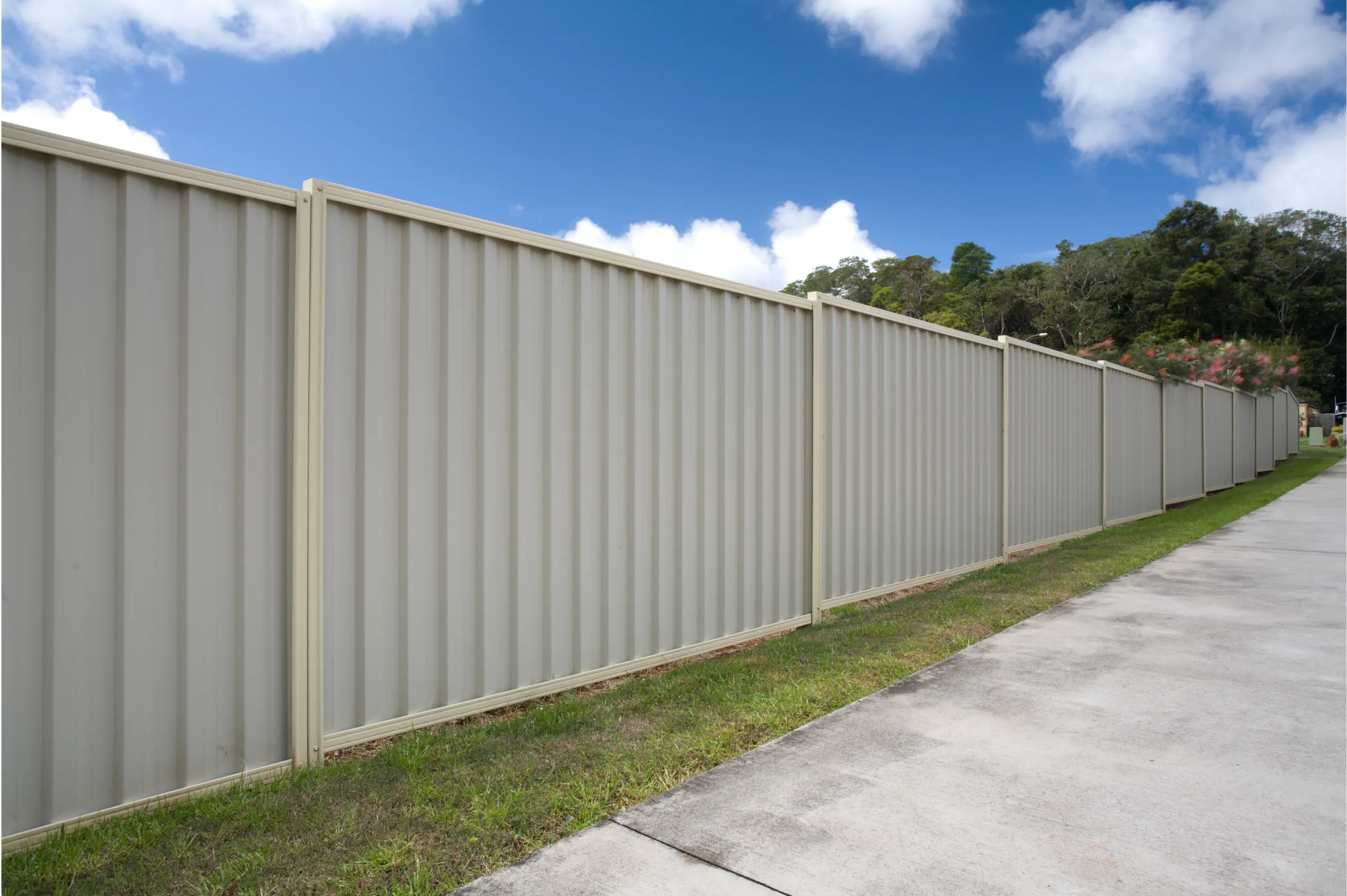 Modern Colorbond steel boundary fence in an Australian home