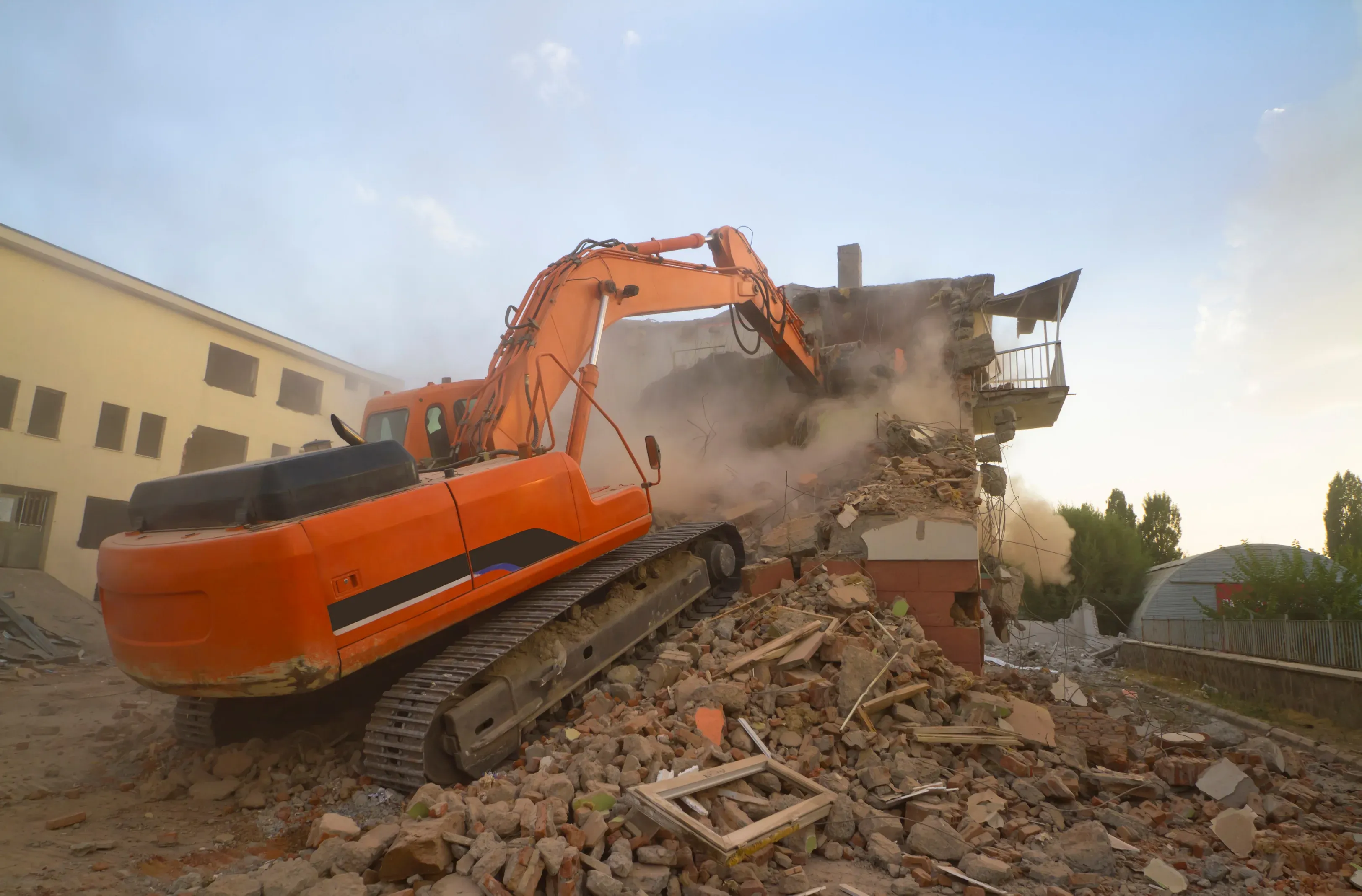 Licensed demolition contractor clearing a building site in Australia