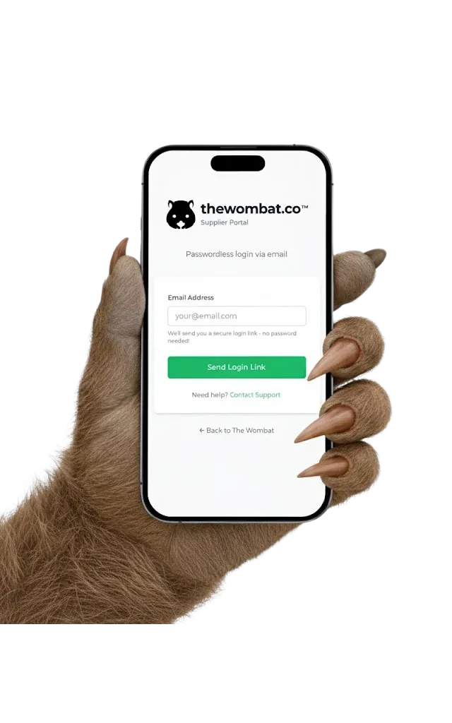 The Wombat supplier portal on a mobile device
