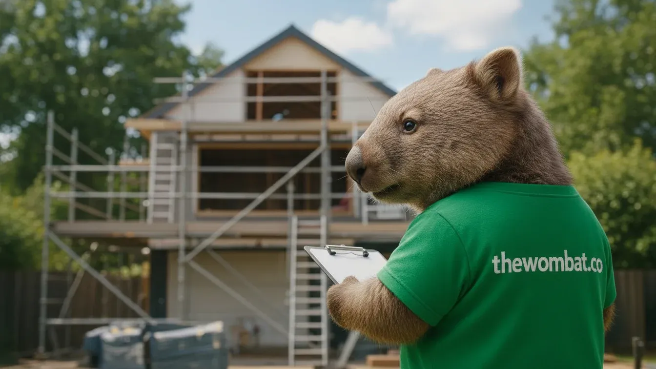 The Wombat™ mascot celebrating successful granny flat building projects in Australia with licensed builders