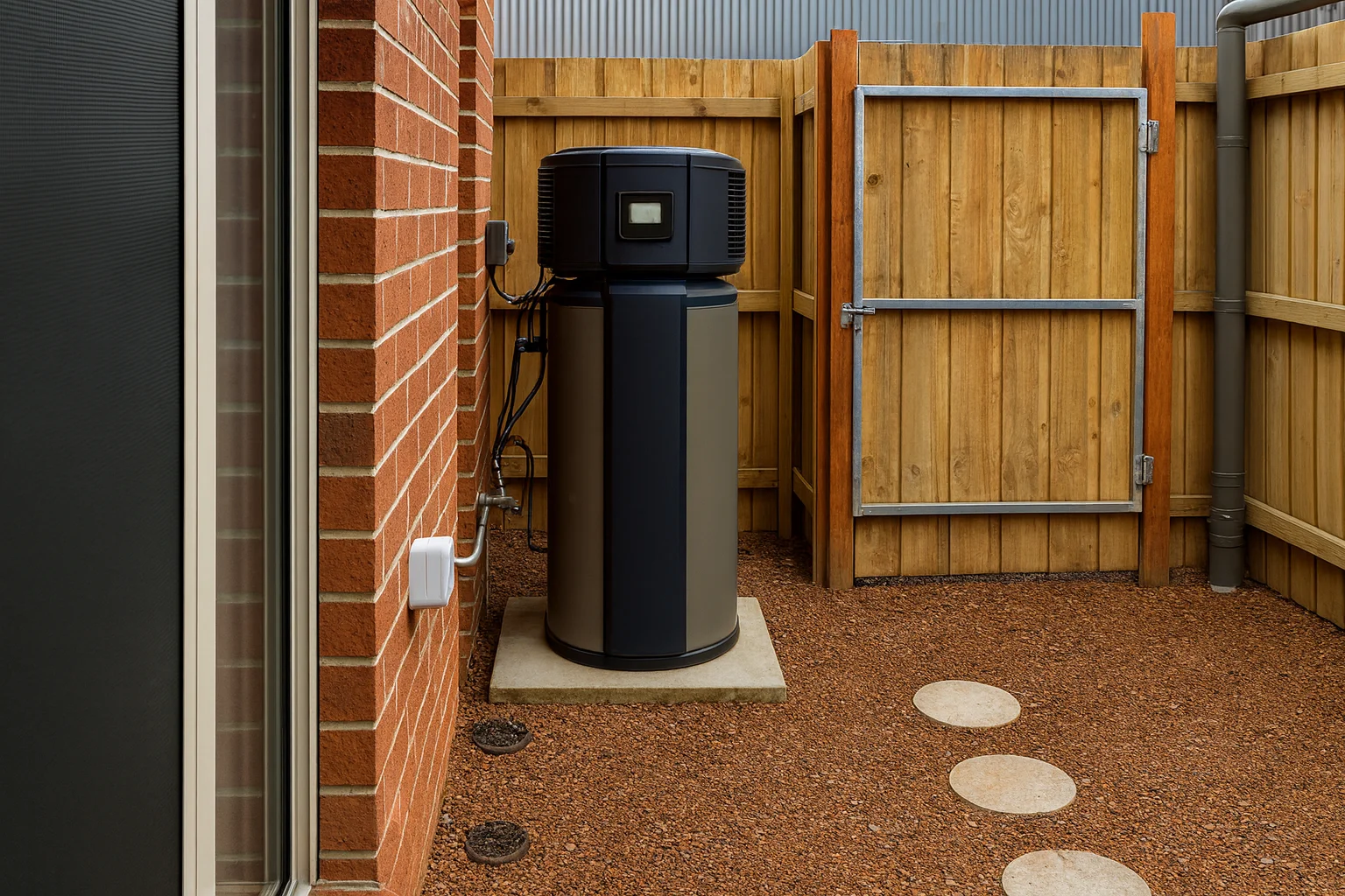 Residential heat pump hot water system installed at home in Darwin